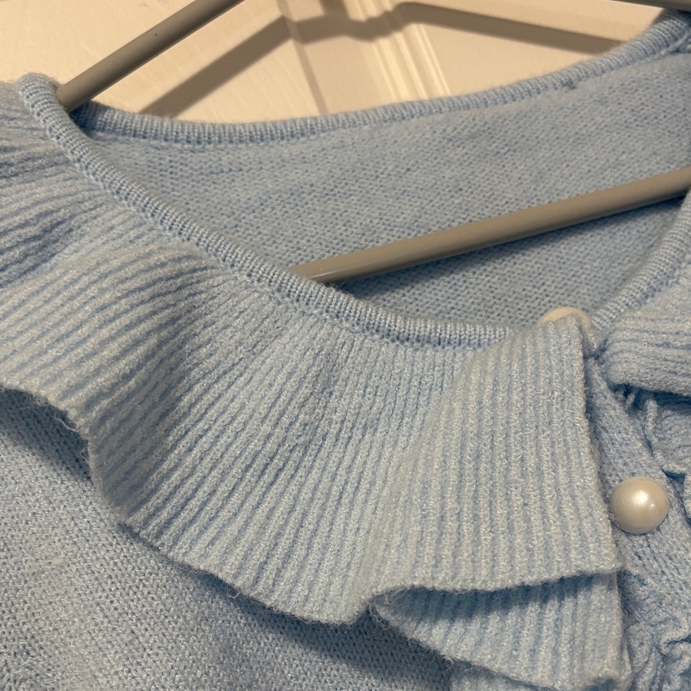 Elegant Blue Ruffled Sweater - Picture 4 of 5
